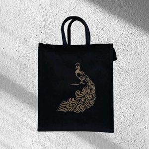 BEAUTIFUL CANVAS BLACK TOTE/LUNCH BAG FOR