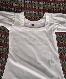 White Square Neck Puff Sleeve Top