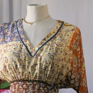 Vintage Patchwork Midi Dress