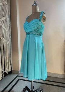 Green Embellished Skater Dress