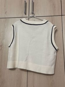 White V-Neck Vest