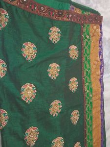 Green Embroidered Sari