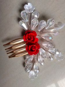 Stone Beaded with rose design Fancy Hair Clip/Side