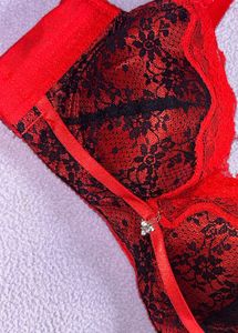 Red &amp; Black Lace Bra
