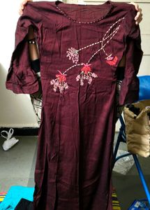 Elegant Maroon Embroidered Kurta