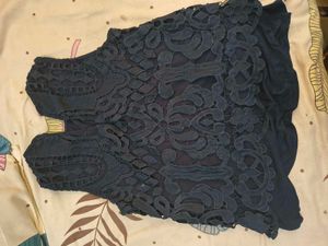 Navy Lace Tank Top