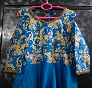 Blue & Gold Embroidered Kurta Set