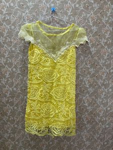 Yellow Lace Mini Dress