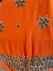 Stone And Sequence Work Sari With Blouse