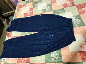 Sequined Navy Blue Palazzo Pants