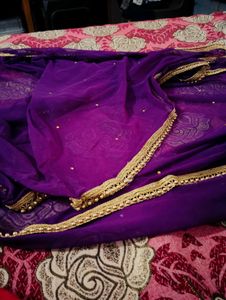 Dupatta with Golden Sparkles Moti Lace