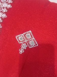 Elegant Red Mirror Work Saree