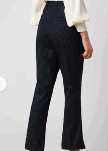Striped mid rise bootcut formal trousers