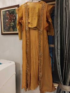 Mustard Yellow Embroidered Indian Outfit