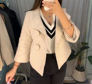 Cream Cropped Peacoat