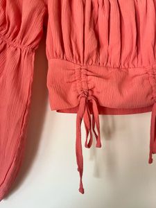 Coral Off-the-Shoulder Crop Top