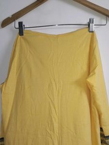 Yellow Dress Ethnic Print - Thigh Length