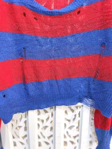 Distressed Stripped Crop Top B