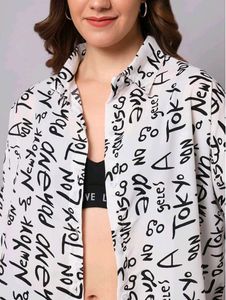 White Trendy Graphic Print Shirt