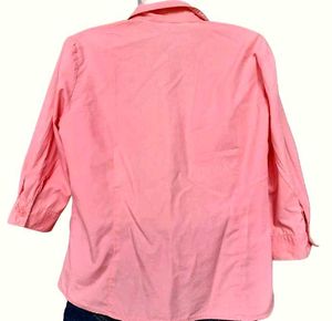Peach 3/4 Sleeve Button-Up Shirt Small
