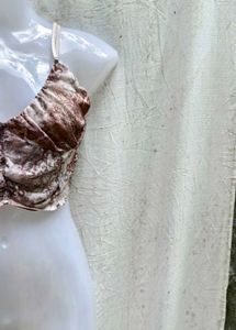 I. Brown Print Crop Top