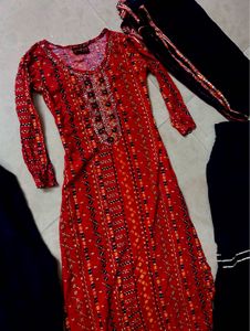 Red Blue Kurta Set Premium 2 Plazo