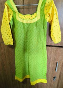 Green &amp; Yellow Embroidered Salwar Suit