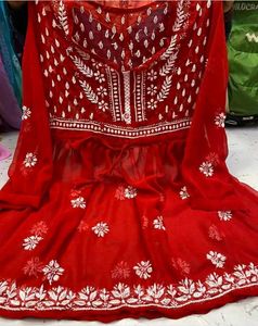 Georgette Chikankari Short Gown 👗