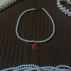Butterfly Pearl Necklace /  Handmade