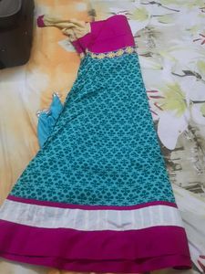 Cotton Anarkali Kurta With Neclace Scarf