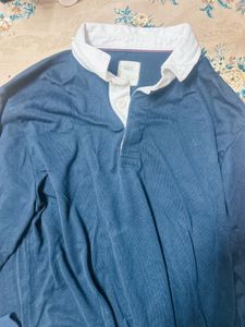 MARKS AND SPENCER Blue Long Sleeve Polo Shirt