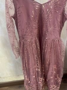 Elegant Mauve Net Party Dress