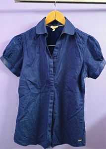 Park Avenue Woman Navy Regular Fit Printed Formal