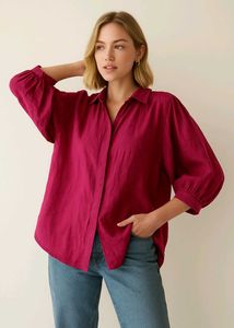 Magenta Linen Top