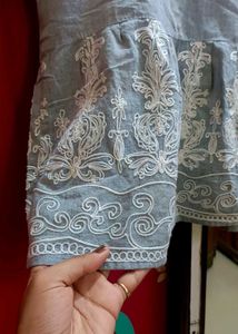 Light Grey Embroidered Top