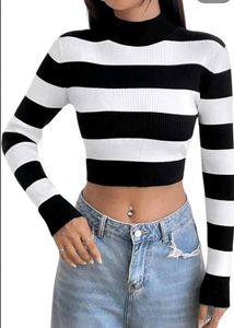 New With Tag Korean Stripped Bodyfit Wool Top