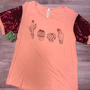 Super Soft Korean Sequin Sleeves Tshirt