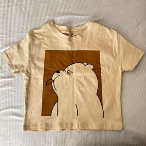 Beige Bear Crop Top