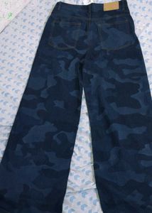 Camouflage Print wide leg Jeans