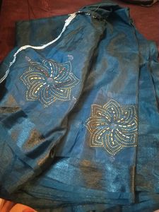 Dark Ash colour Shimmer border saree