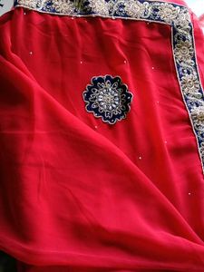 Red Embroidered Saree