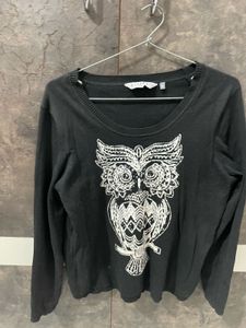 Owl Graphic Long Sleeve Sweatr