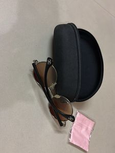 Round Brown Sunglasses with Case