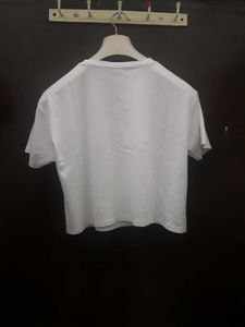 White Graphic Crop Top
