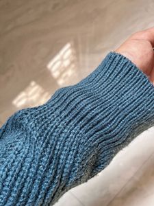 Blue Knit Pullover Sweater
