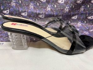 black transparent heels
