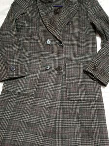 Long Overcoat Checked Pattern