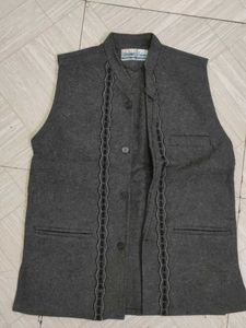 Gray Embroidered Vest