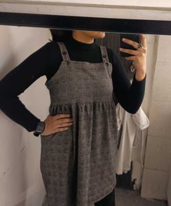 Cute Grey Pinafore Dress