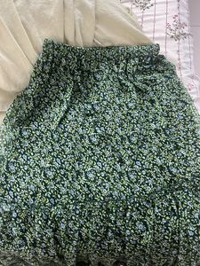 Floral green long skirt